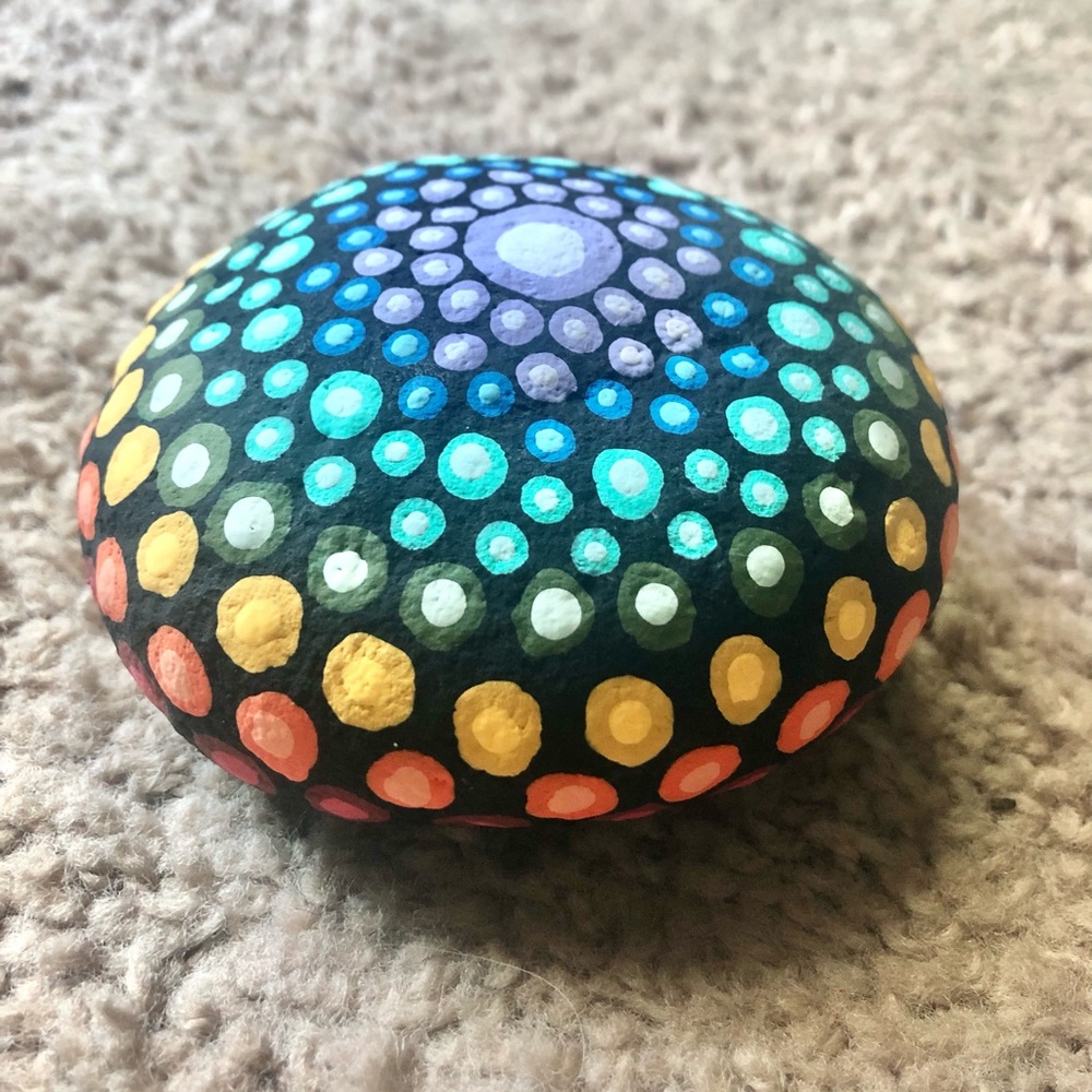 Hand painted Chakra Mandala Stone
